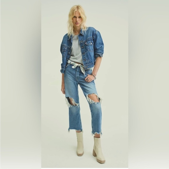 Free People We The Free Maggie Straight Jean in Light Stone Size 30 - Picture 7 of 16